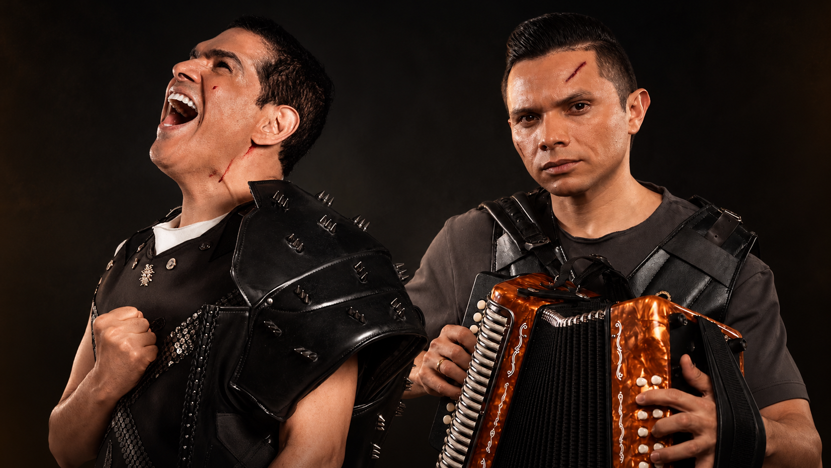 Dúo musical entre sombras y acordeón